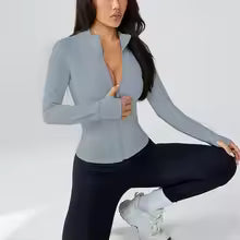 Yoga wear women's spring and summer stand-up collar zipper jacket slimming sun-protective long-sleeved high-end running and f