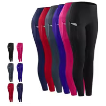 Side Pocket Leggings Women Push Up High Waist