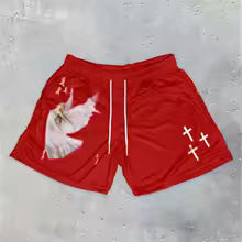 Angel Cross Gym Shorts with Pockets