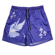 Angel Cross Gym Shorts with Pockets