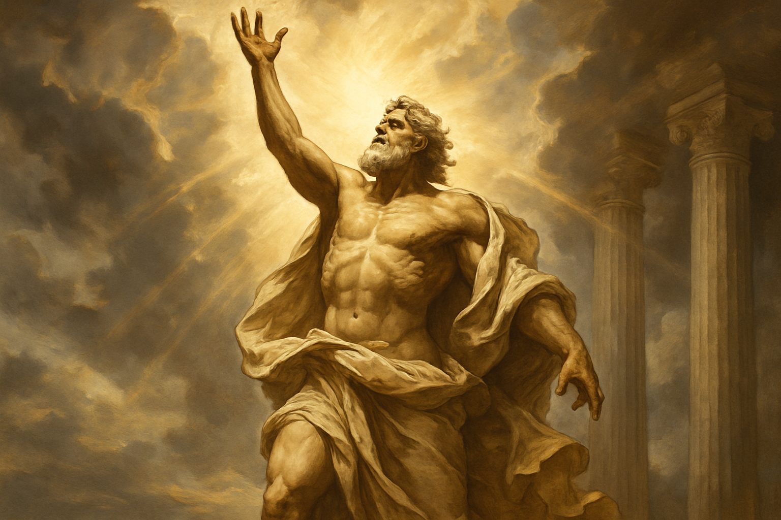 greek god reaching up 